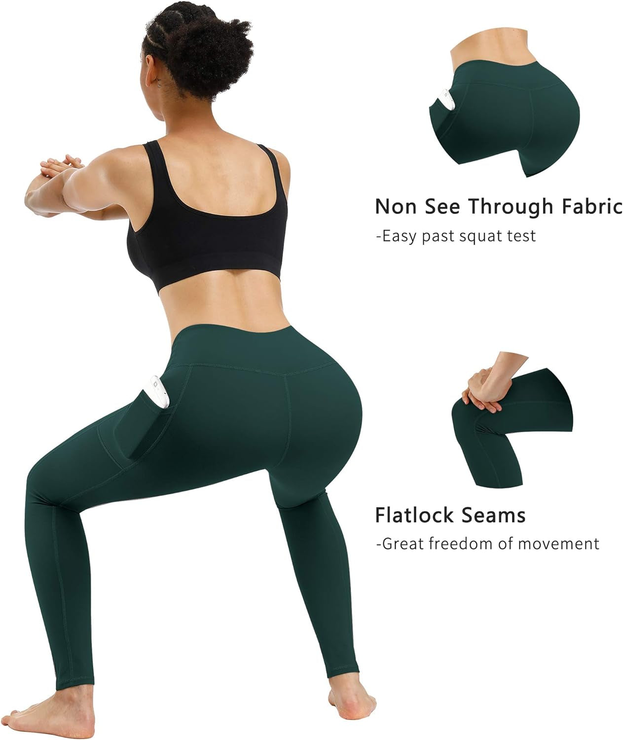 3 Pack Women's High Waist Yoga Pants With Pockets