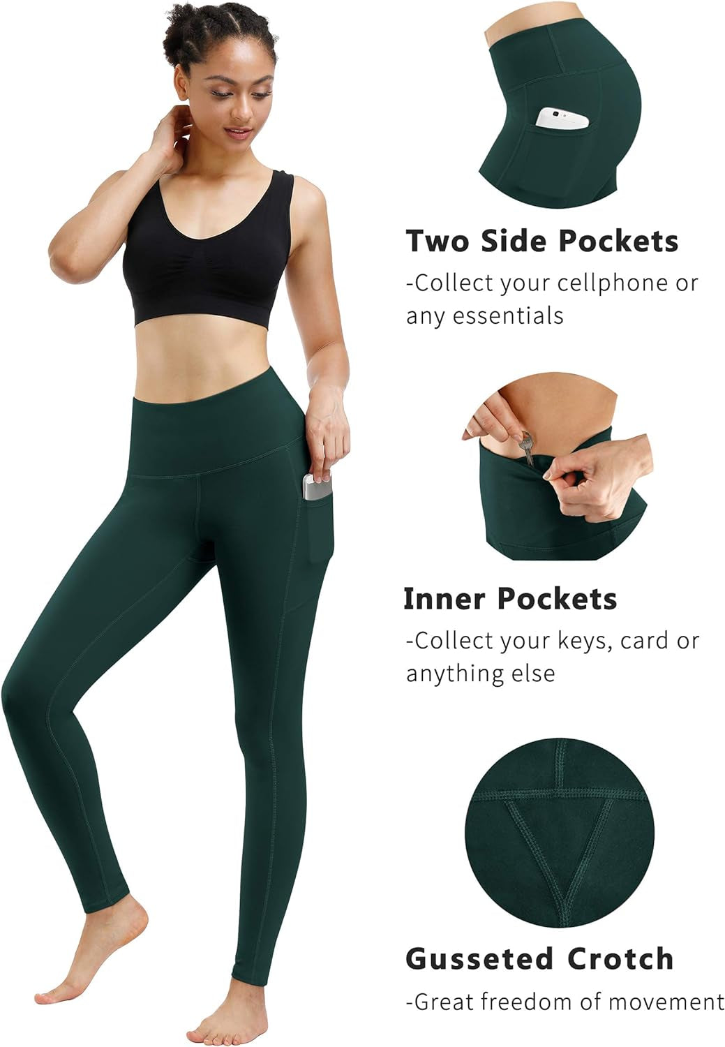 3 Pack Women's High Waist Yoga Pants With Pockets