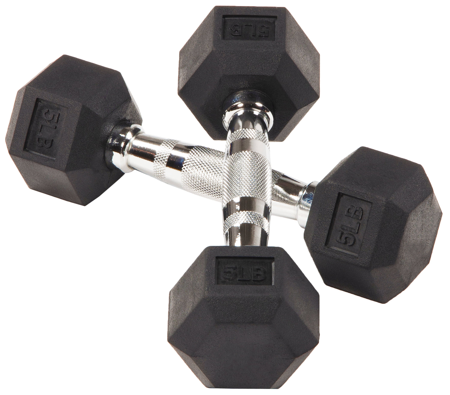 Rubber Encased Hex Dumbbells (5 Lbs Pair)