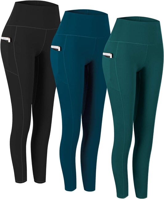 3 Pack Women's High Waist Yoga Pants With Pockets